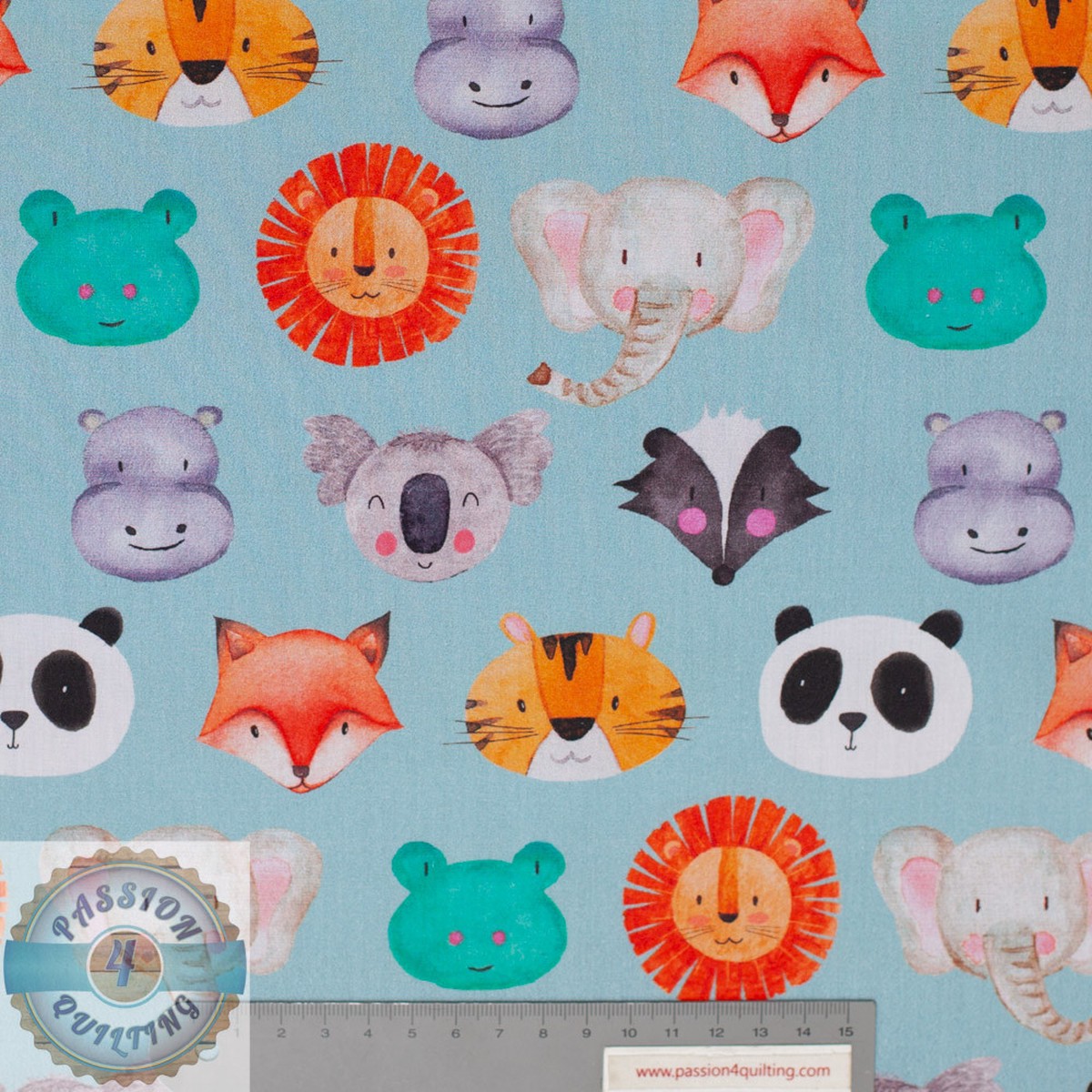 Petit kids Blue animal faces 5159 150cm wide per 25 cm