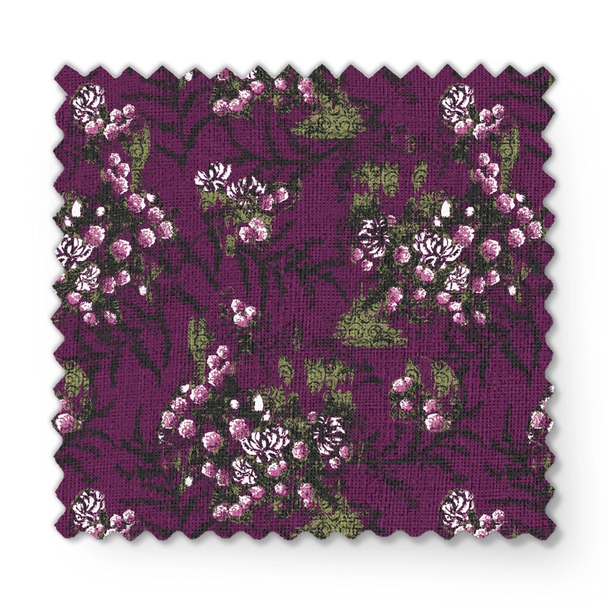 Floral Botanical on Purple Fabric