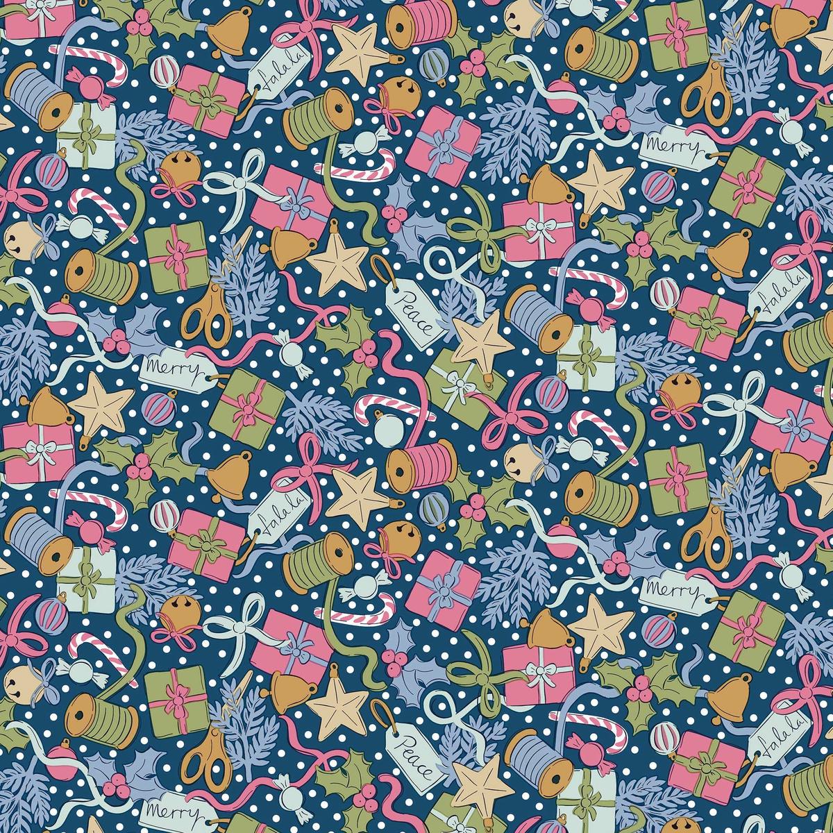 Liberty Fabric Festive Greetings - Festive Gifting Blue