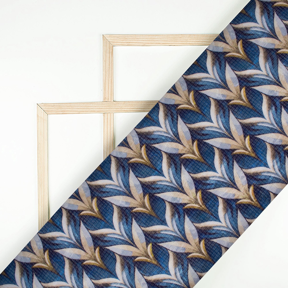 Blue Abstract Digital Print Kota Doria Fabric