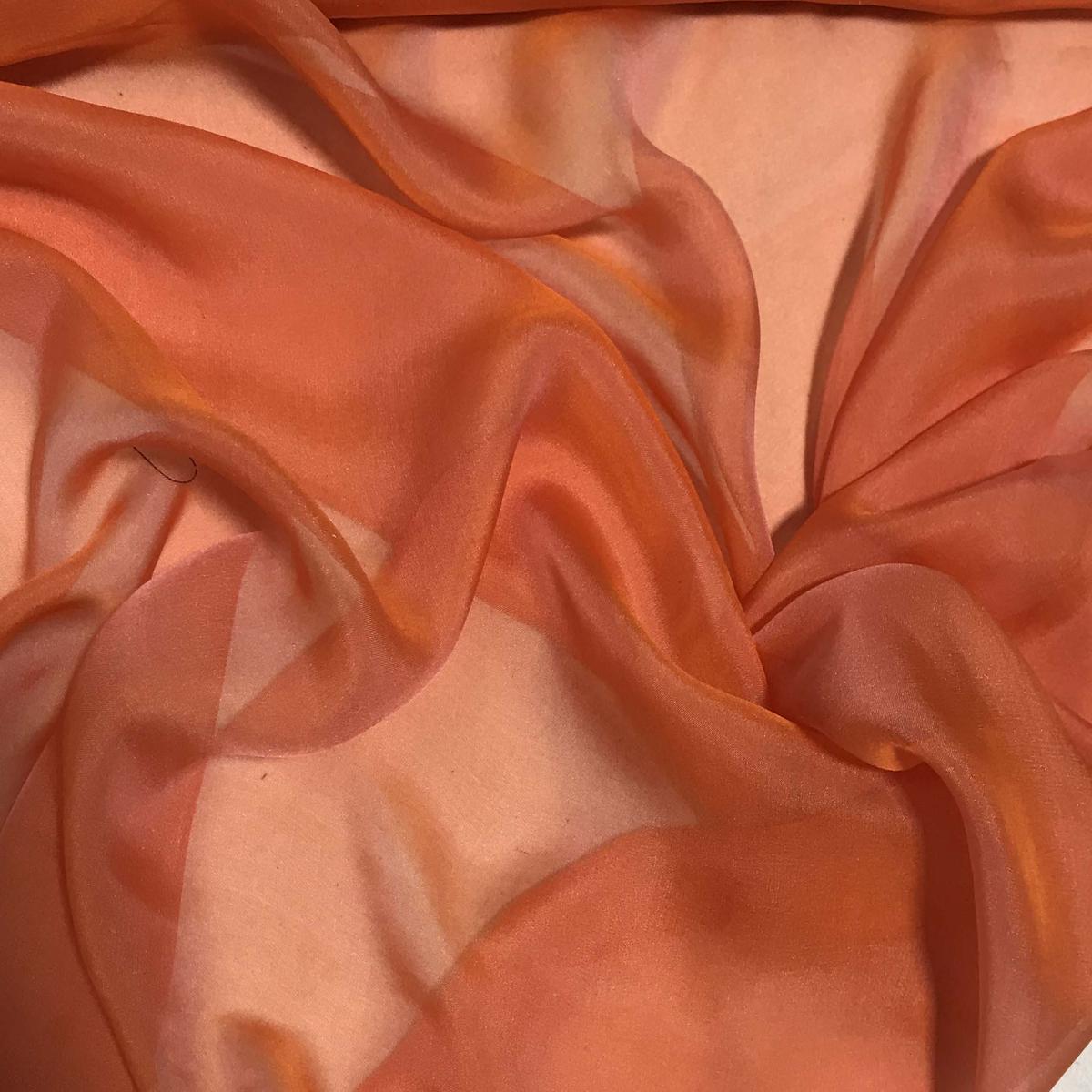 Salmon - Iridescent Silk Chiffon