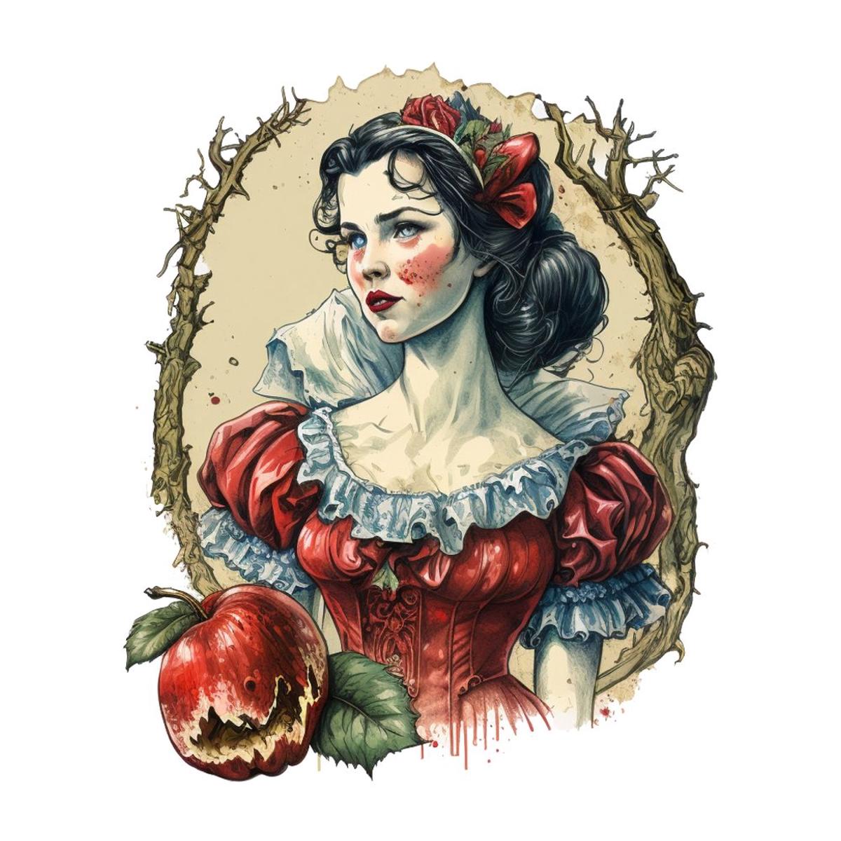 Snow White Portrait 4 Fabric Panel
