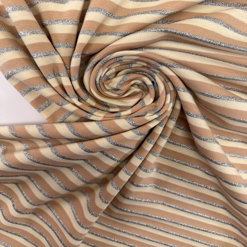 Striped Silver Cotton Lurex Knitted