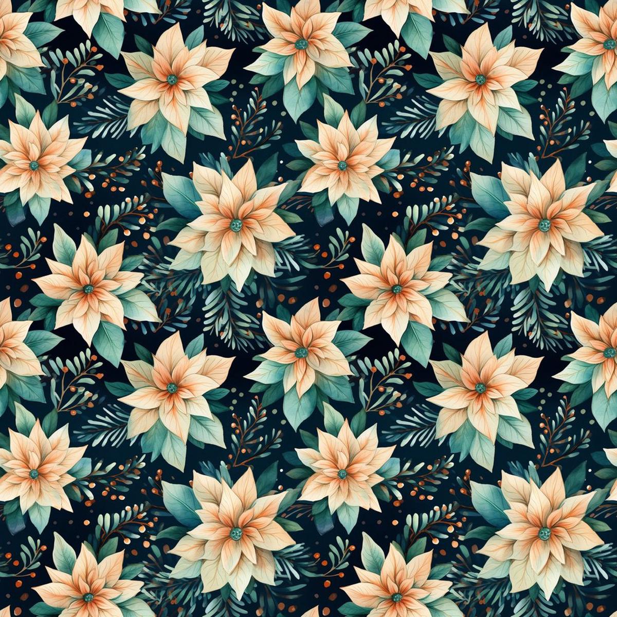 Christmas Gnome Dreams Floral Pattern #3 Fabric