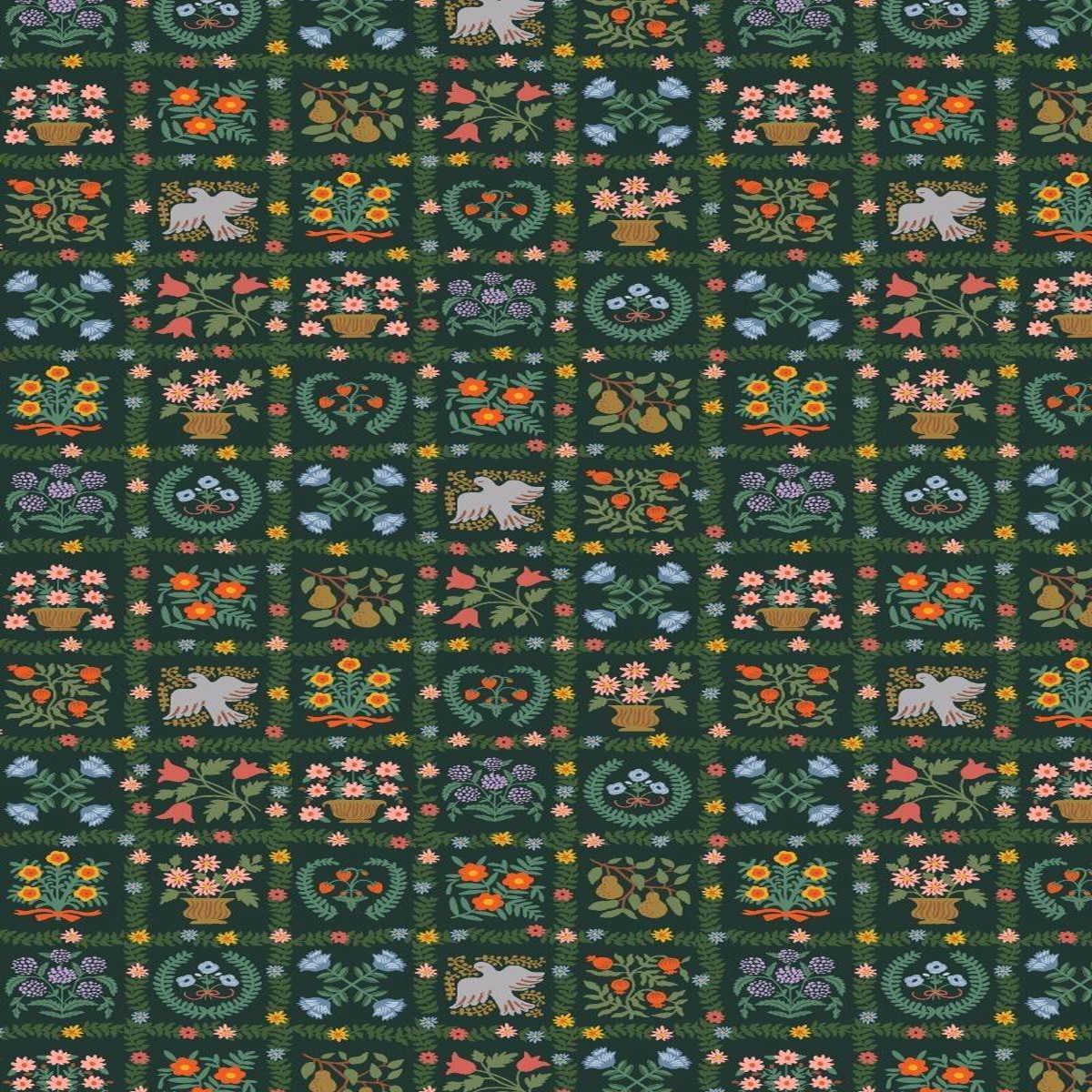 Gracie Garden Album By Rifle Paper Co. For Cotton + Steel Fabrics Evergreen