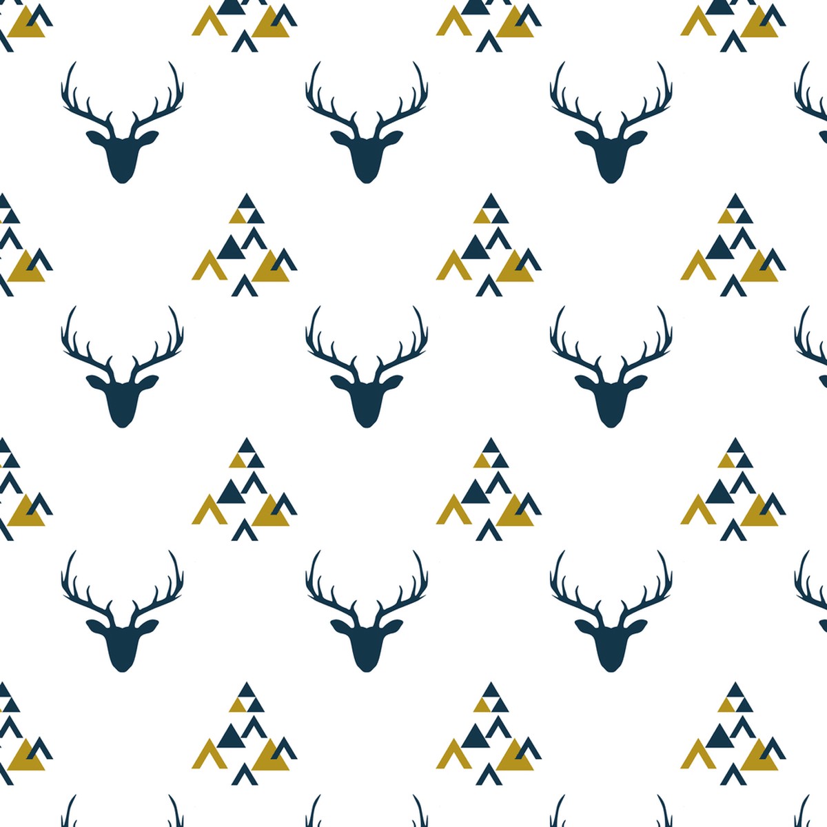 Scandinavian Deer Heads Allover Fabric