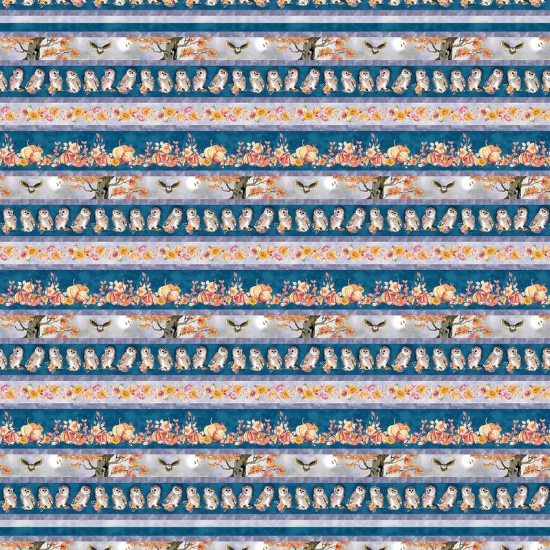 Night Owls by Kathleen Francour Owl Stripe Navy 6983-77 Cotton Woven Fabric