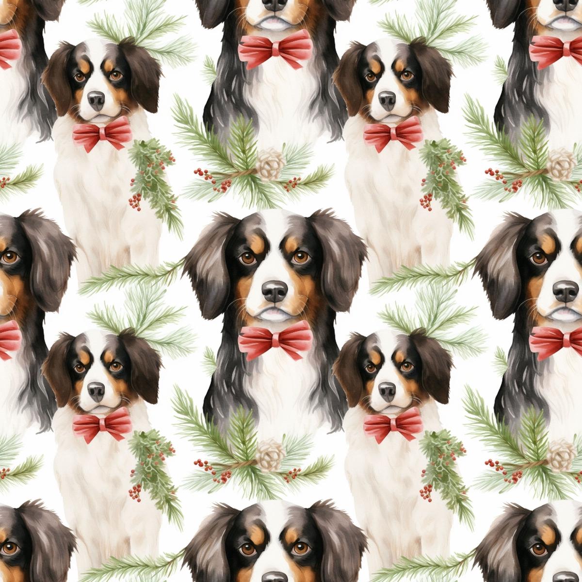 Christmas Santa Puppy Dogs Pattern 6 Quilting Cotton Fabric