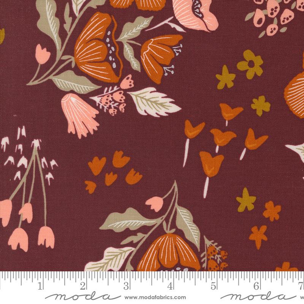 Folk & Lore - Large Floral on Burgundy