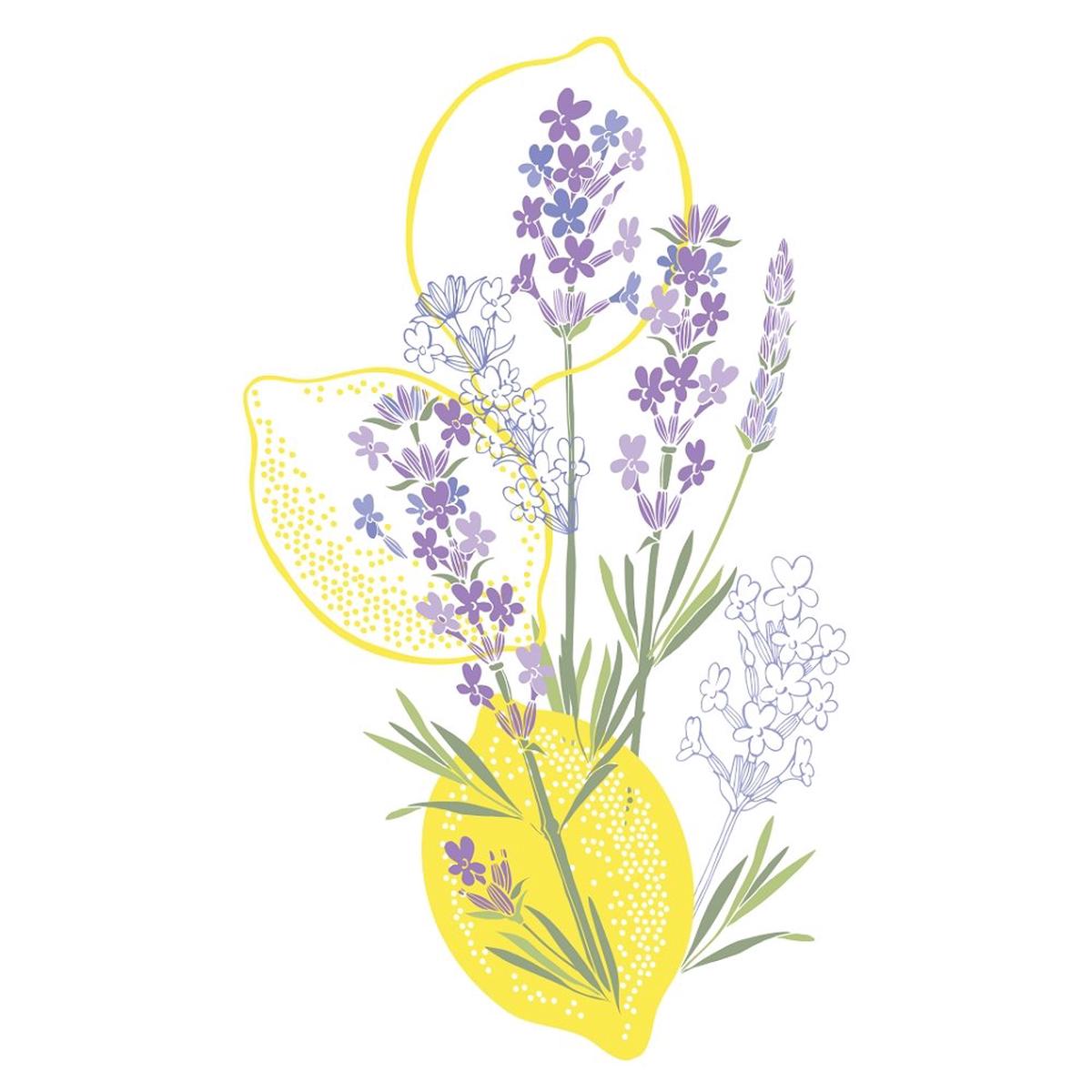 Lemon Lavender Arrangement Fabric Panel - Variation 2