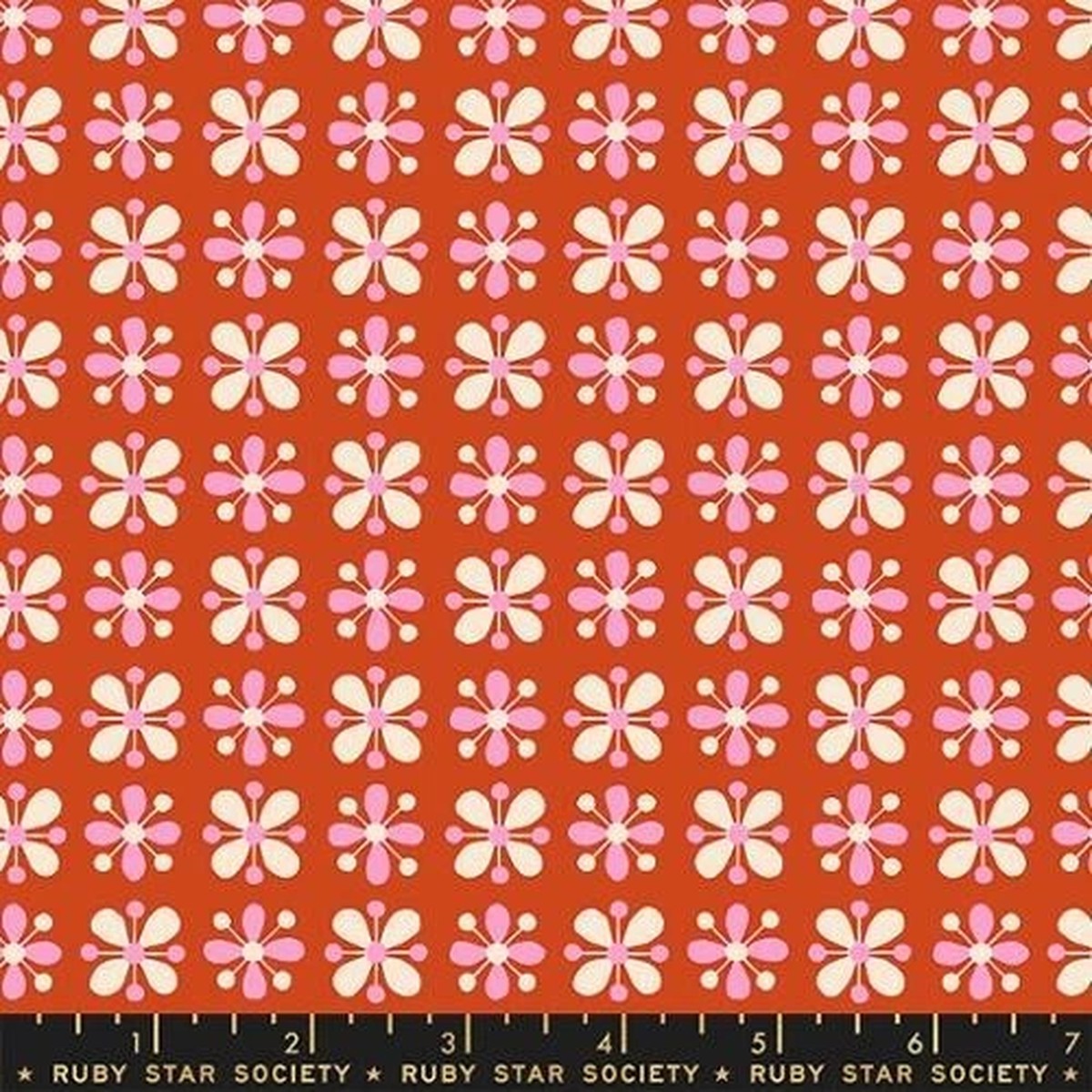 1/4 Yard 9x42 Ruby Star Society "Petunia" Wallflower Cayenne Floral