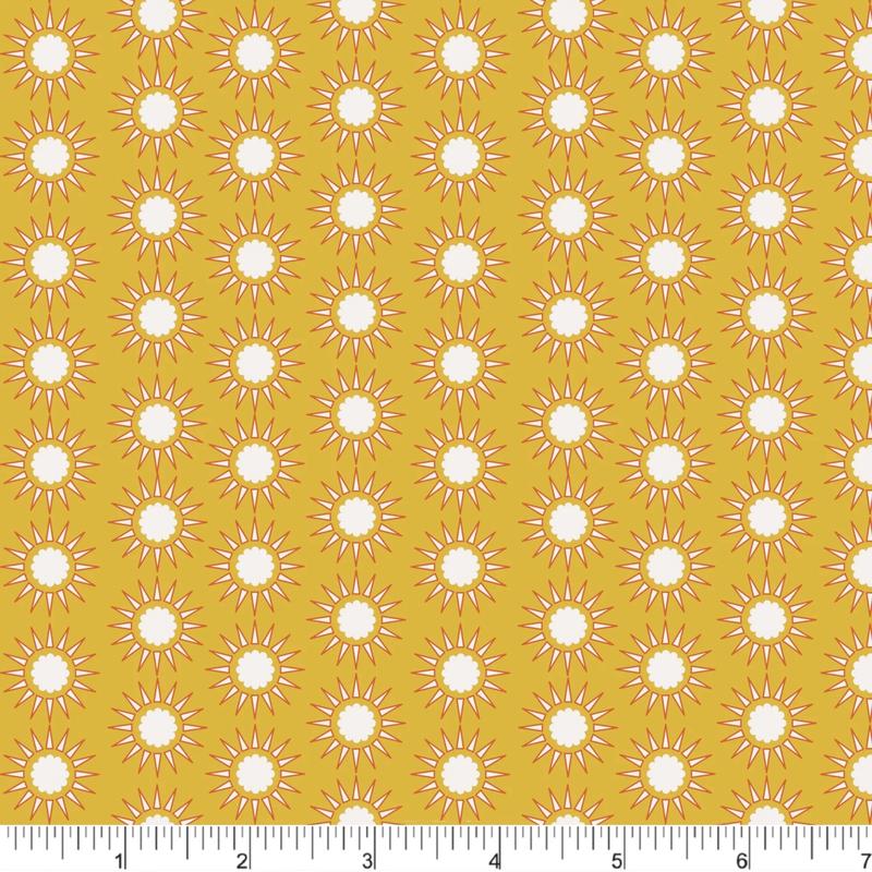 Cherries and Blossoms Quilt Fabric - Golden Sun in Gold - PH0537