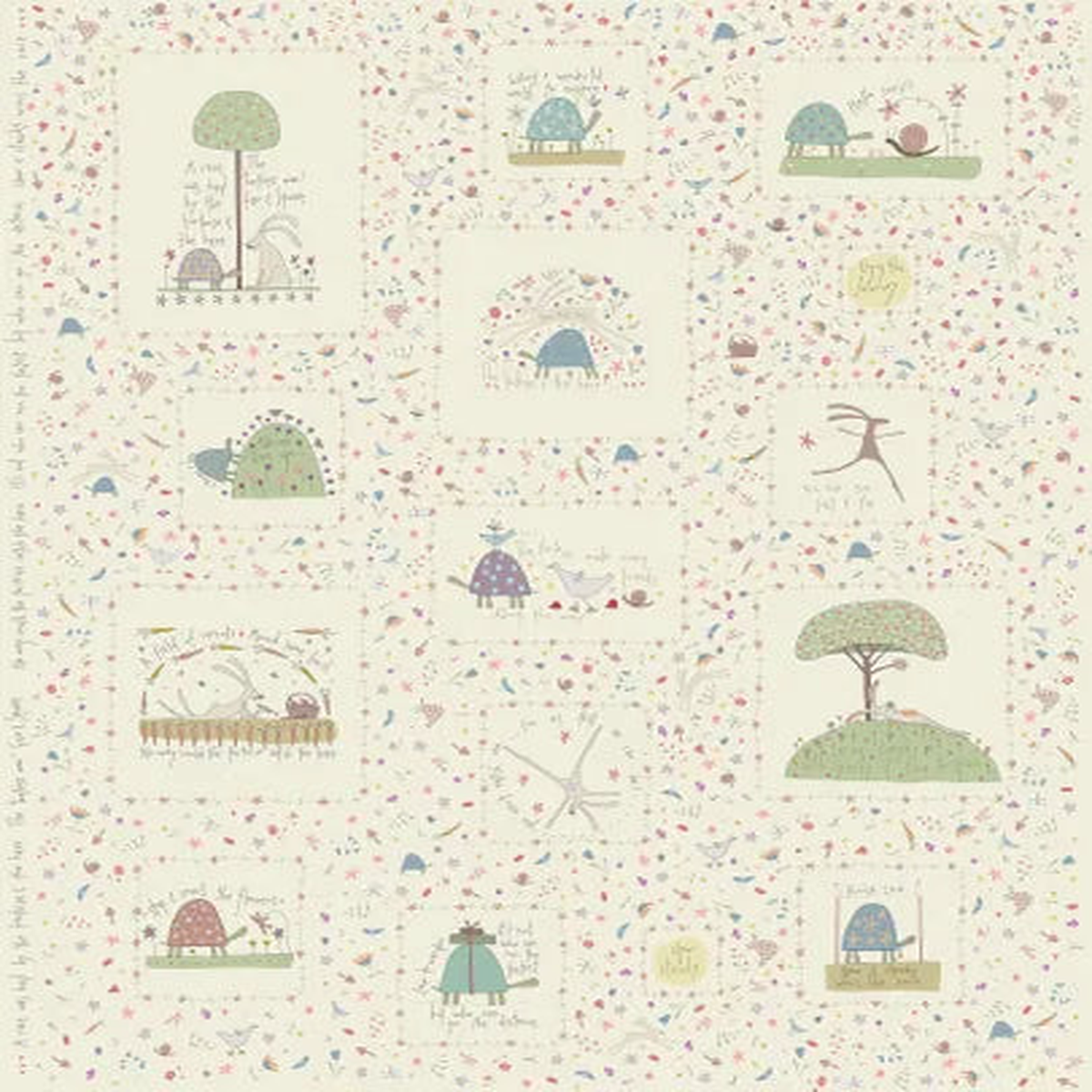 Fabric DV7421 CREAM PANEL, from SLOW AND STEADY Collection by Anni Downs for Devonstone, Australia