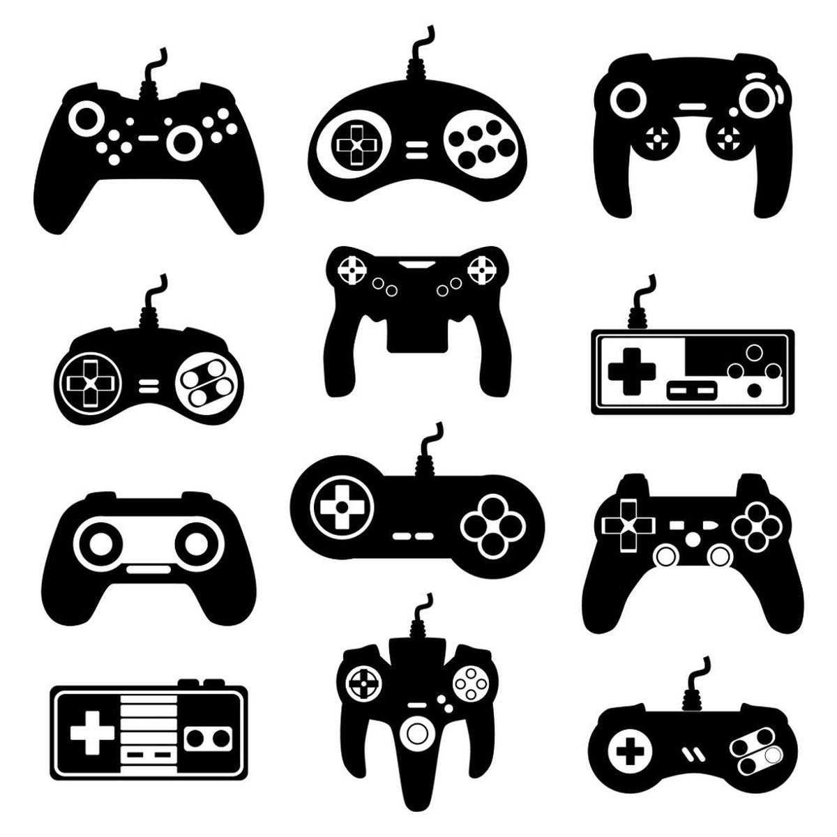 Game Controllers Fabric - BlackWhite