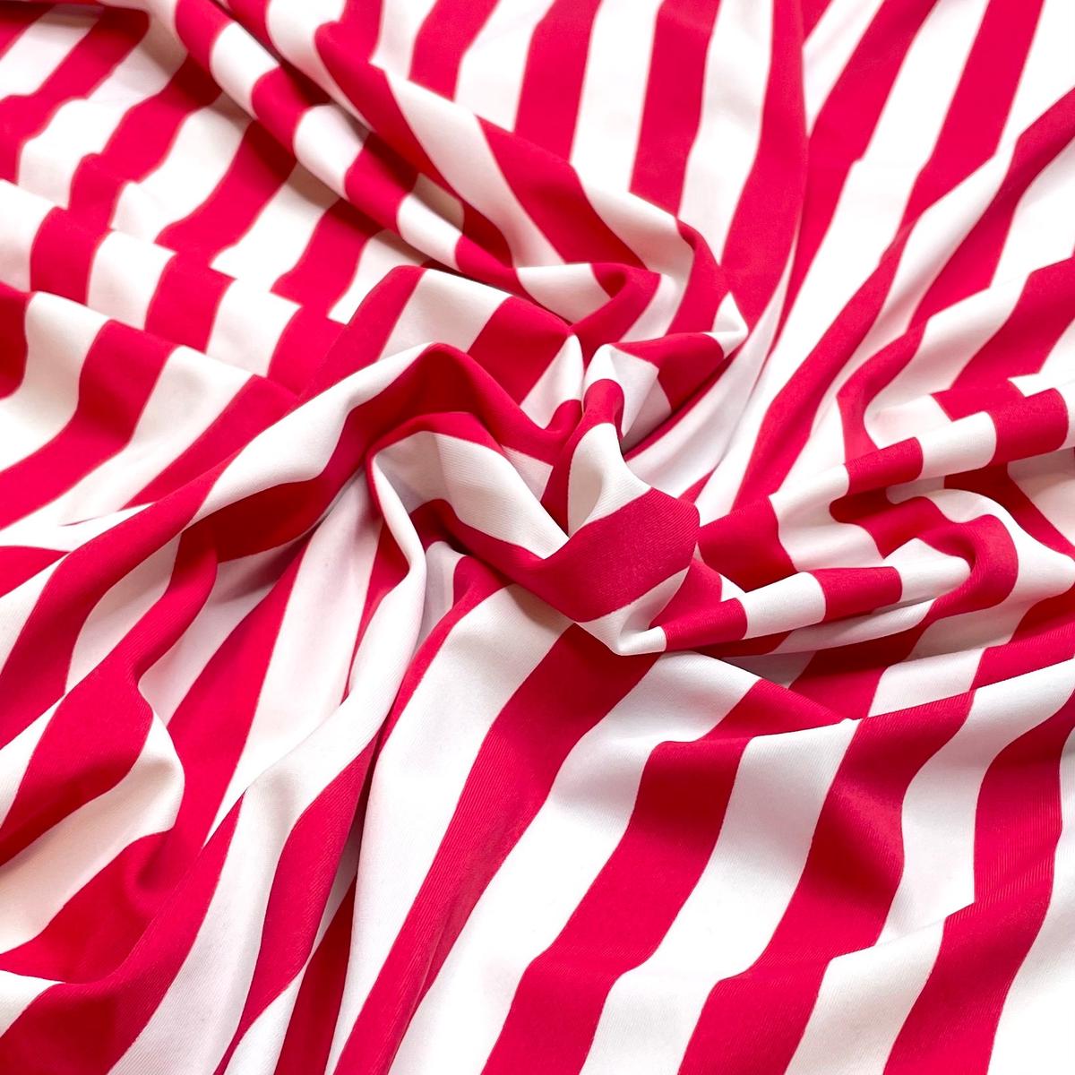 Girls Trip - Nylon/Spandex Knit - Dark Pink/White Stripes - 0.65M Bundle
