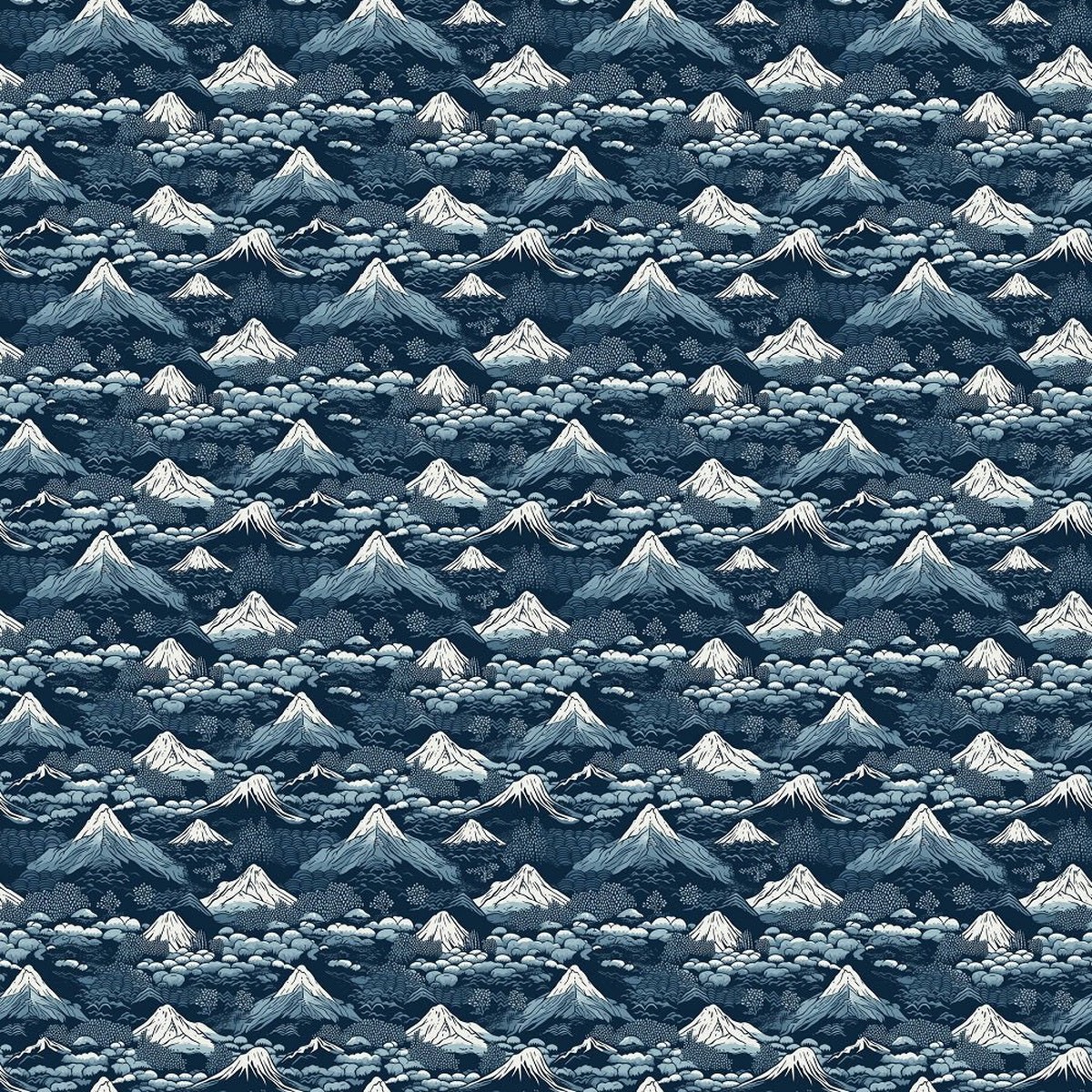 Japanese Wilderness Blue Fabric