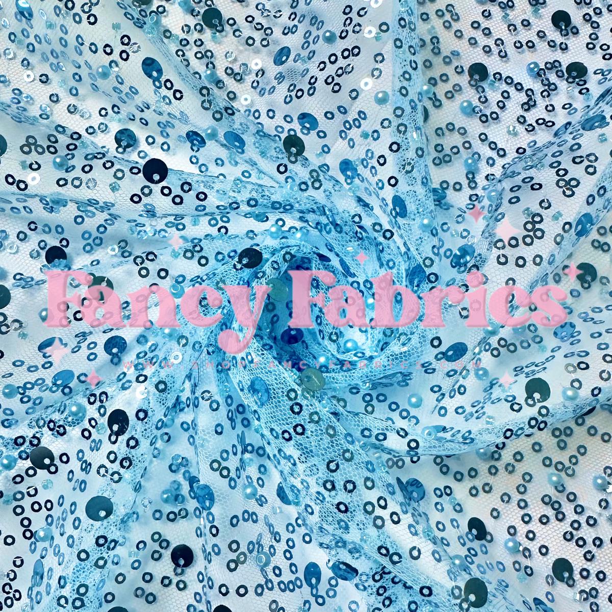 Baby Blue | Sequin + Pearl Mesh | Ready To Ship