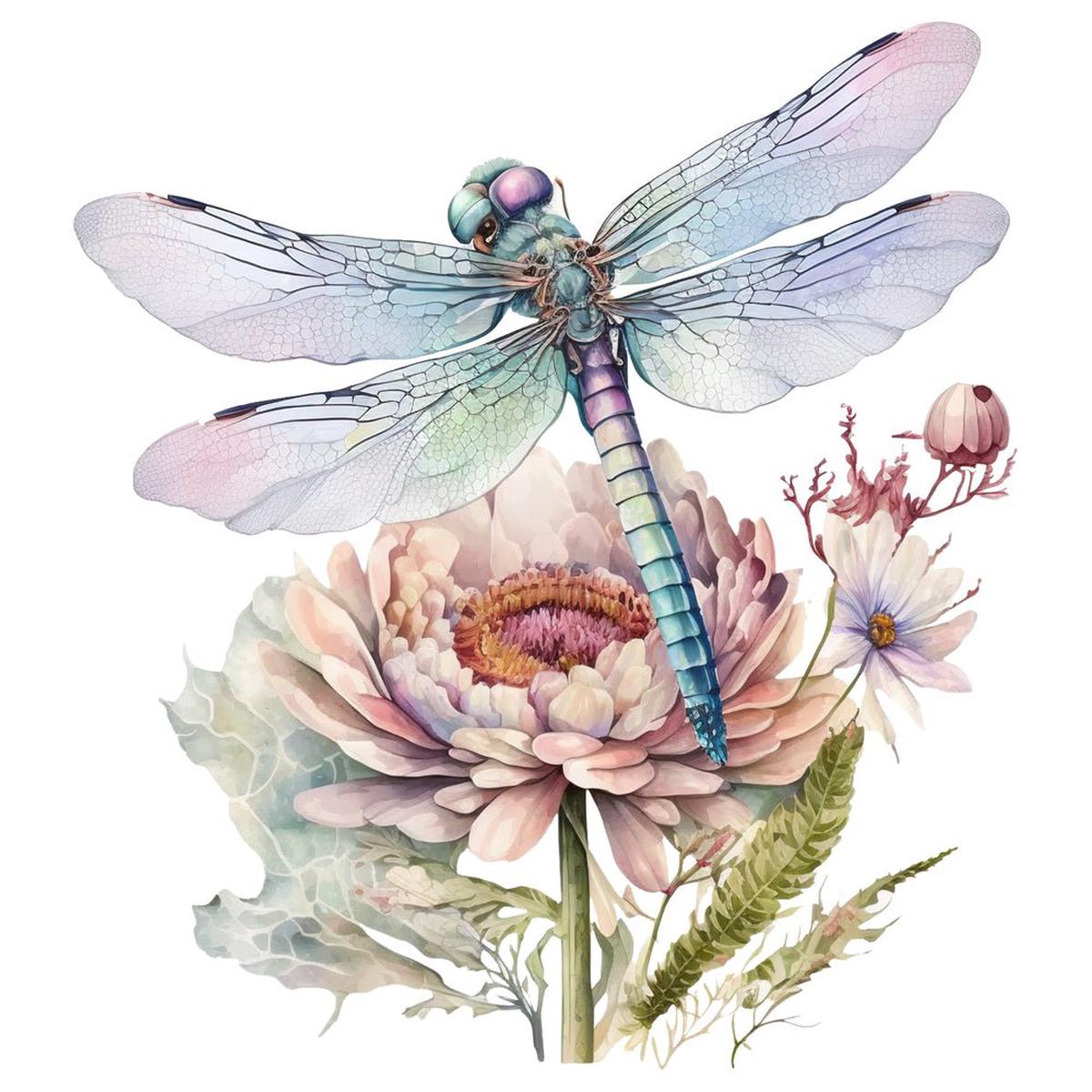 Beautiful Dragonfly Scene #8 Fabric Panel