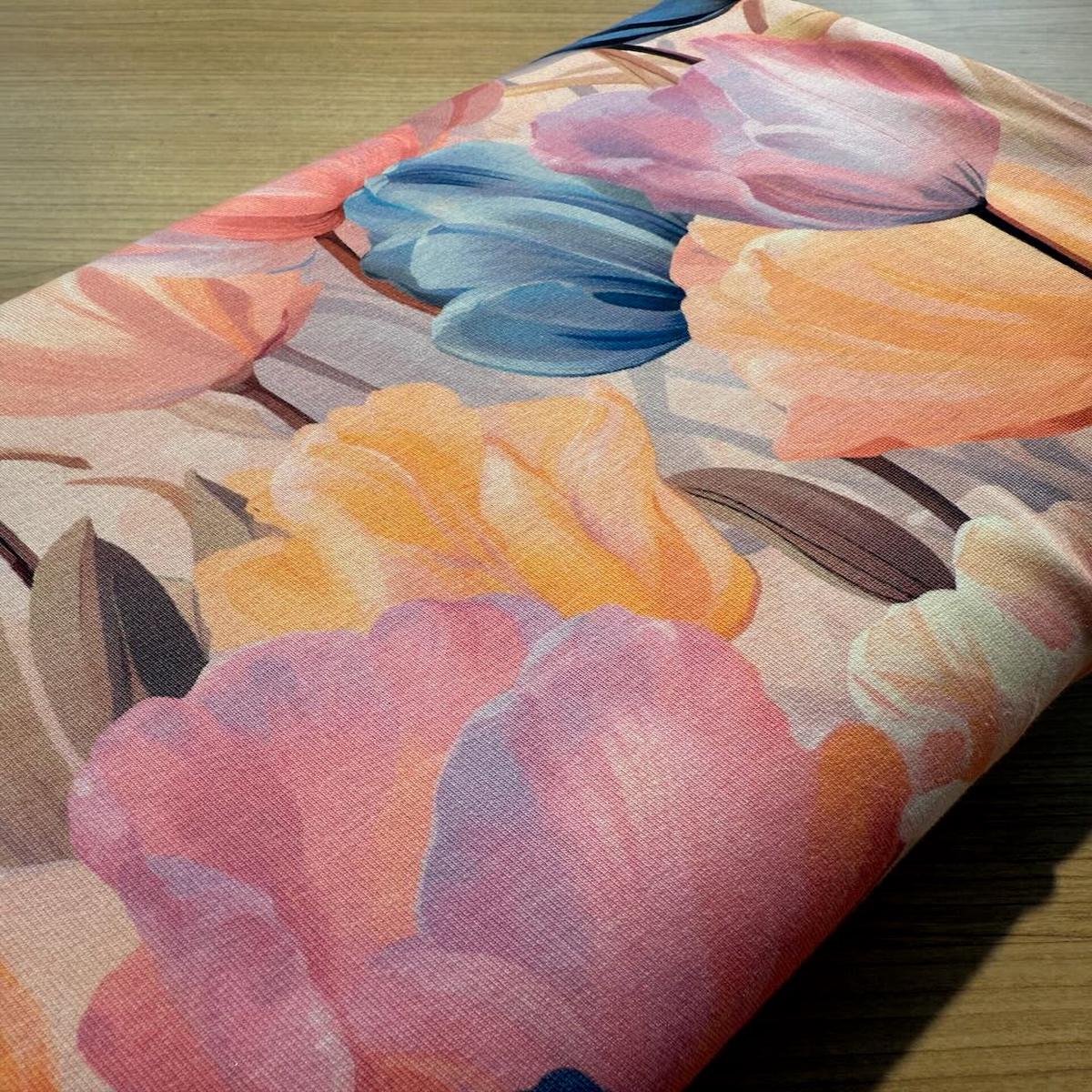 French terry tulips purple and blue certified oeko-tex (price for 10cm)