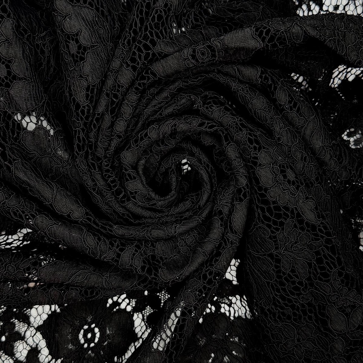 Goth Wedding - Lace Nylon Blend Knit - Black Floral - 1.4M Bundle