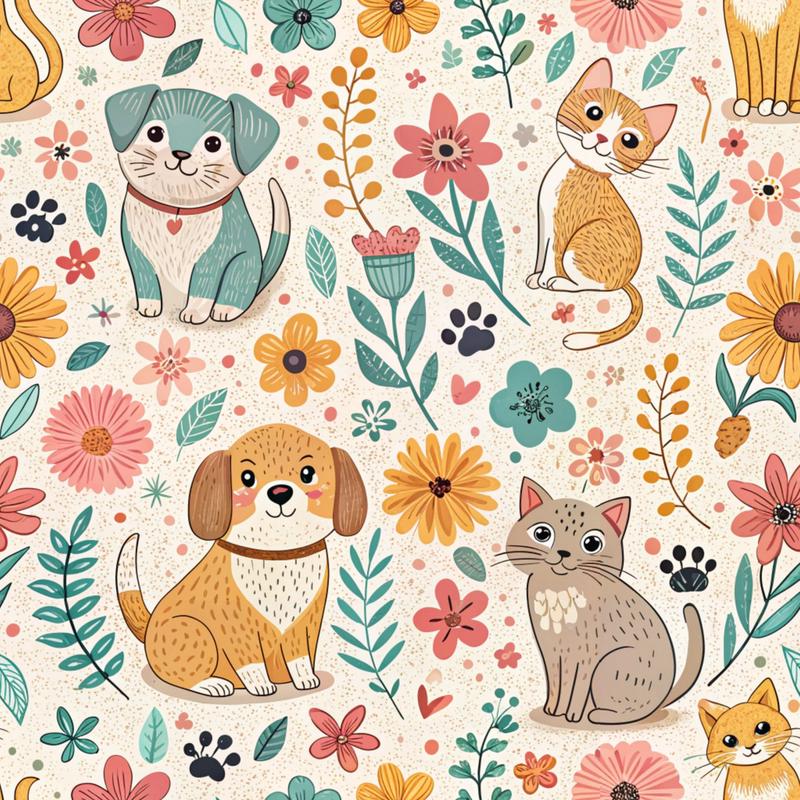 Heart and Paw Prints Pattern 1 Quilting Cotton Fabric