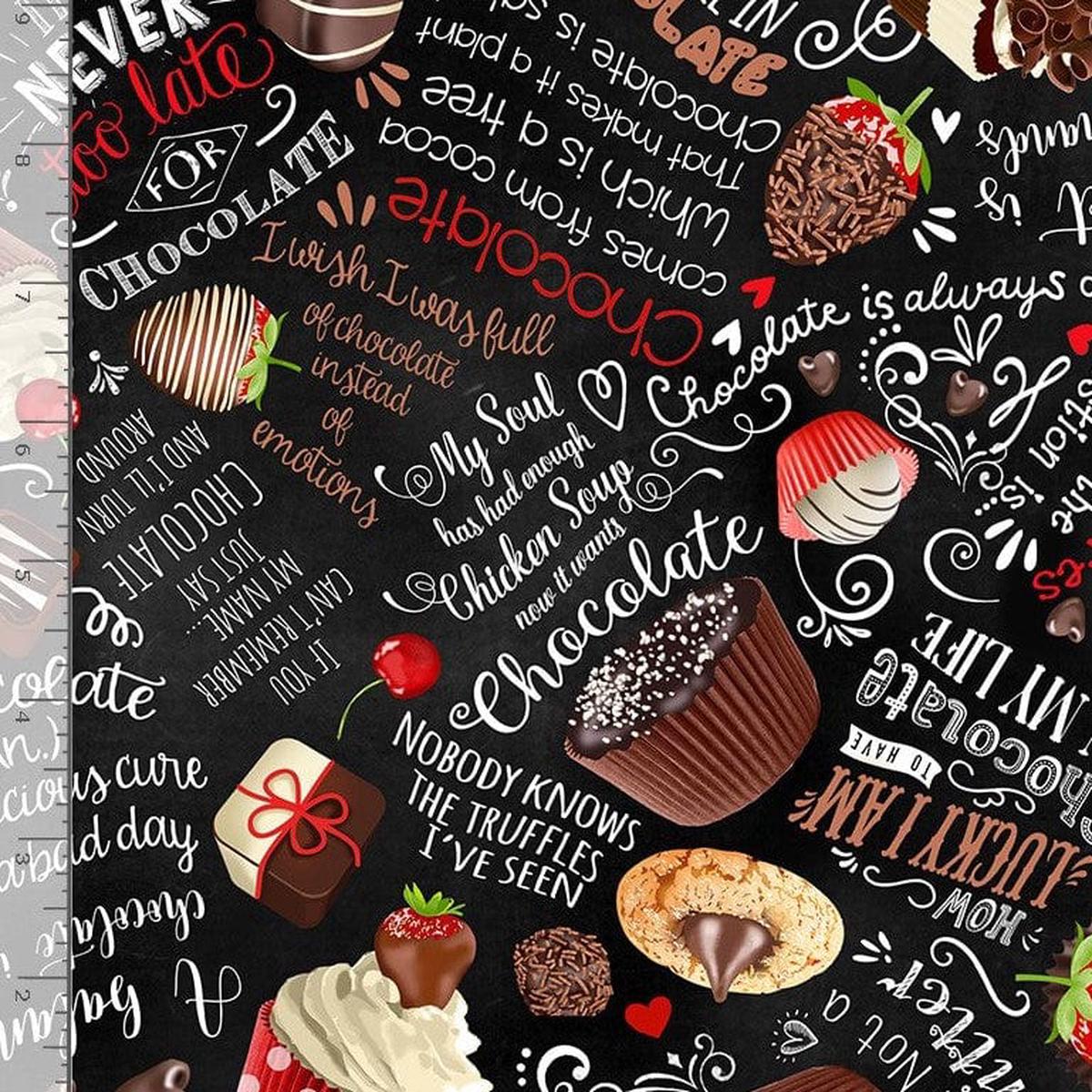 Timeless Treasures Chocolate Lover - Text