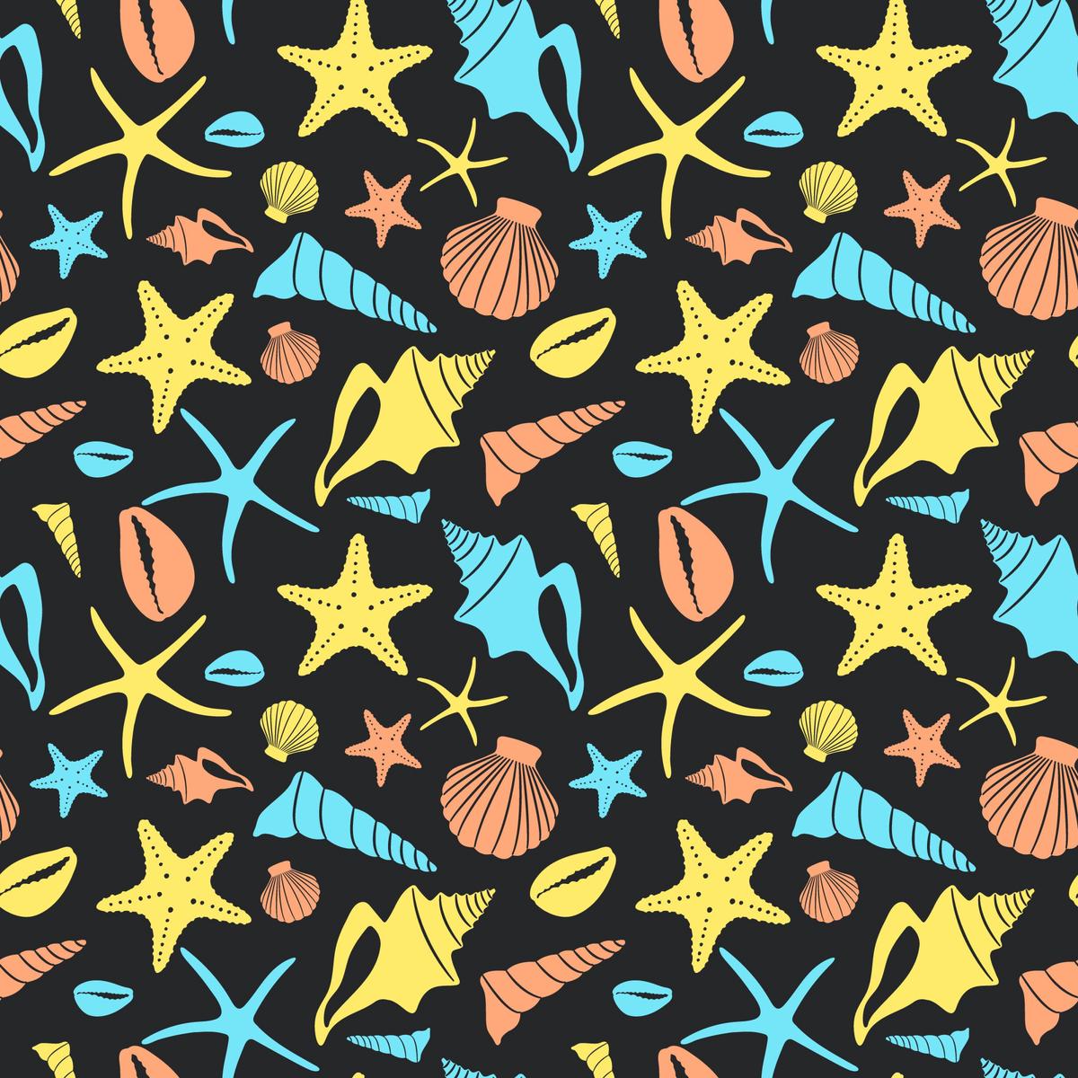 Boho Sea Shells Pattern 2 Quilting Cotton Fabric
