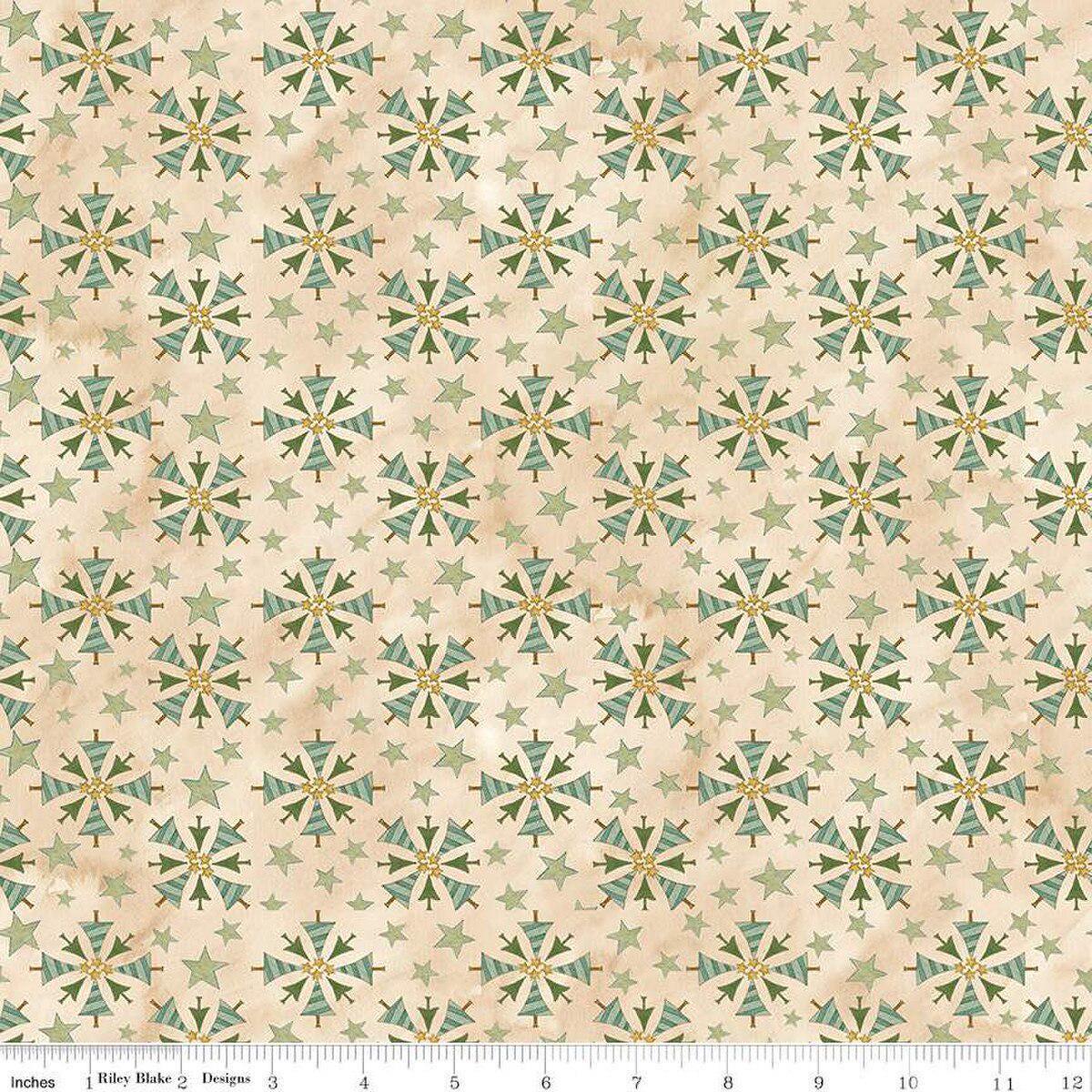 SALE Naughty or Nice Trees C16264 Parchment - Riley Blake Designs - Christmas Tree Nature Stars - Quilting Cotton Fabric