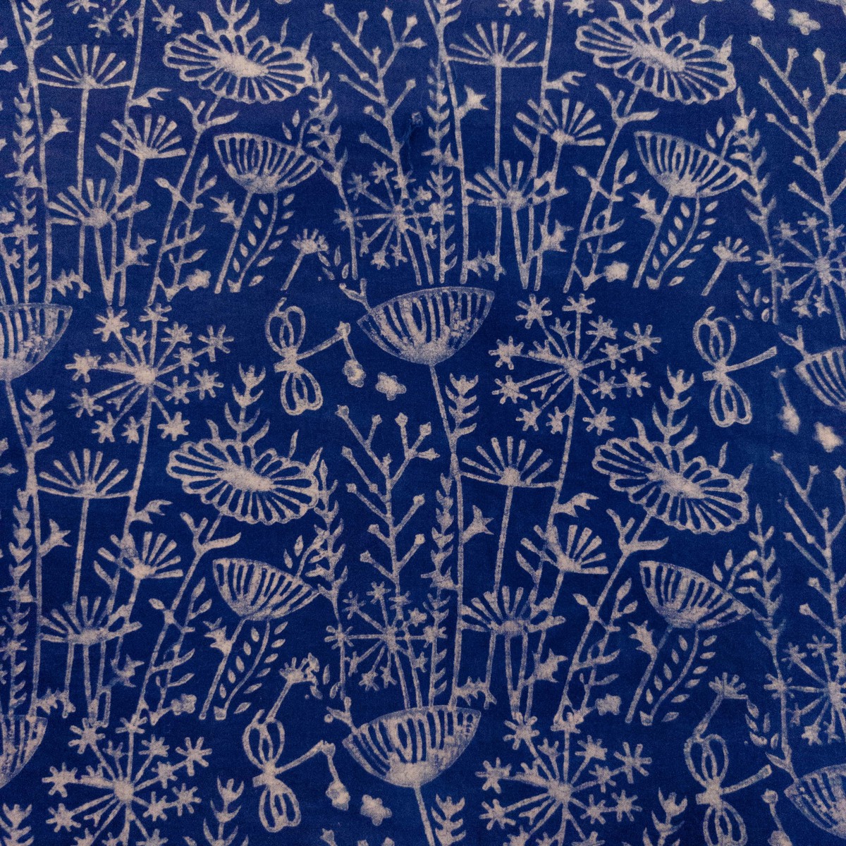 Pure Cotton Akola Indigo Wild Grass Hand Block Print Fabric
