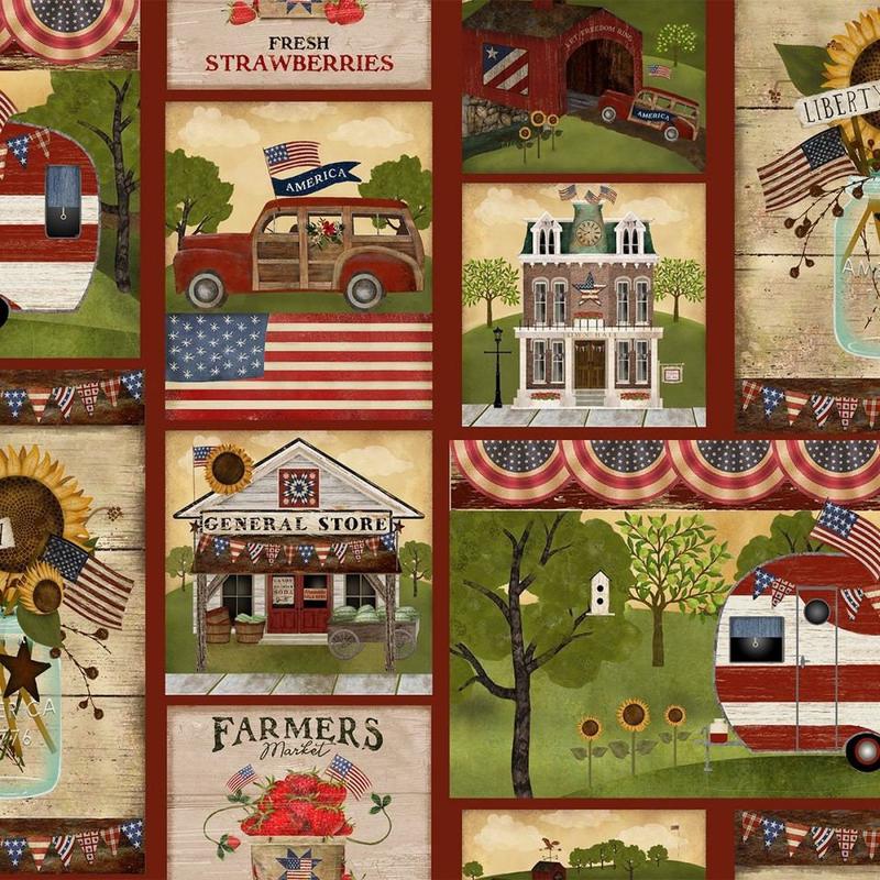 Patriotic Summer by Beth Albert Patch 17342-MLT Cotton Woven Fabric