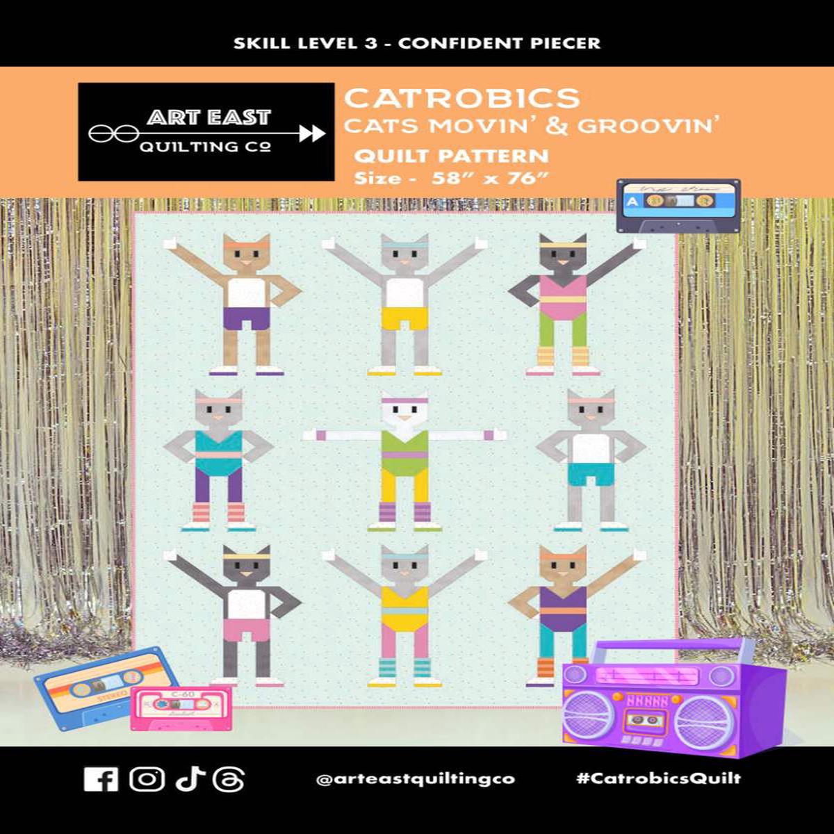 SALE Cats Moovin & Groovin Catrobics Quilt PATTERN P203 - Art East Quilting Company - Riley Blake - INSTRUCTIONS Only Advanced Piecing