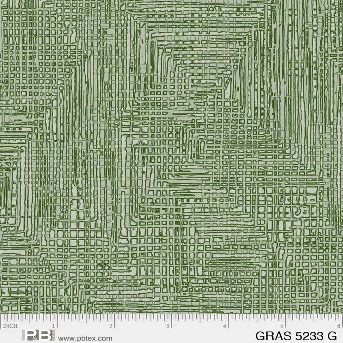 Grass Roots Quilt Fabric - Grasscloth in Green - GRAS 05233 G