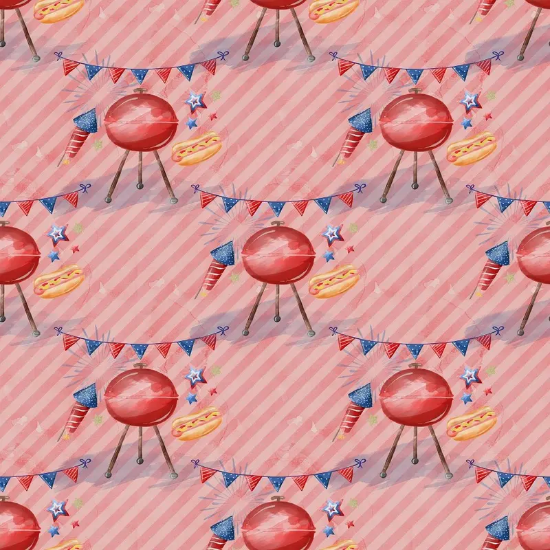 Grillin' Party Fabric - Pink