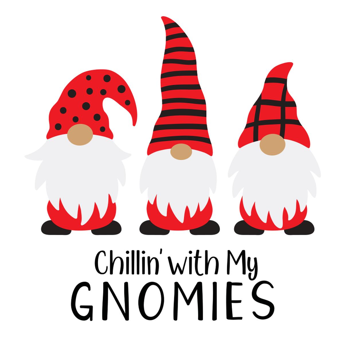 Holiday Gnomes Gnomies Fabric Panel - White