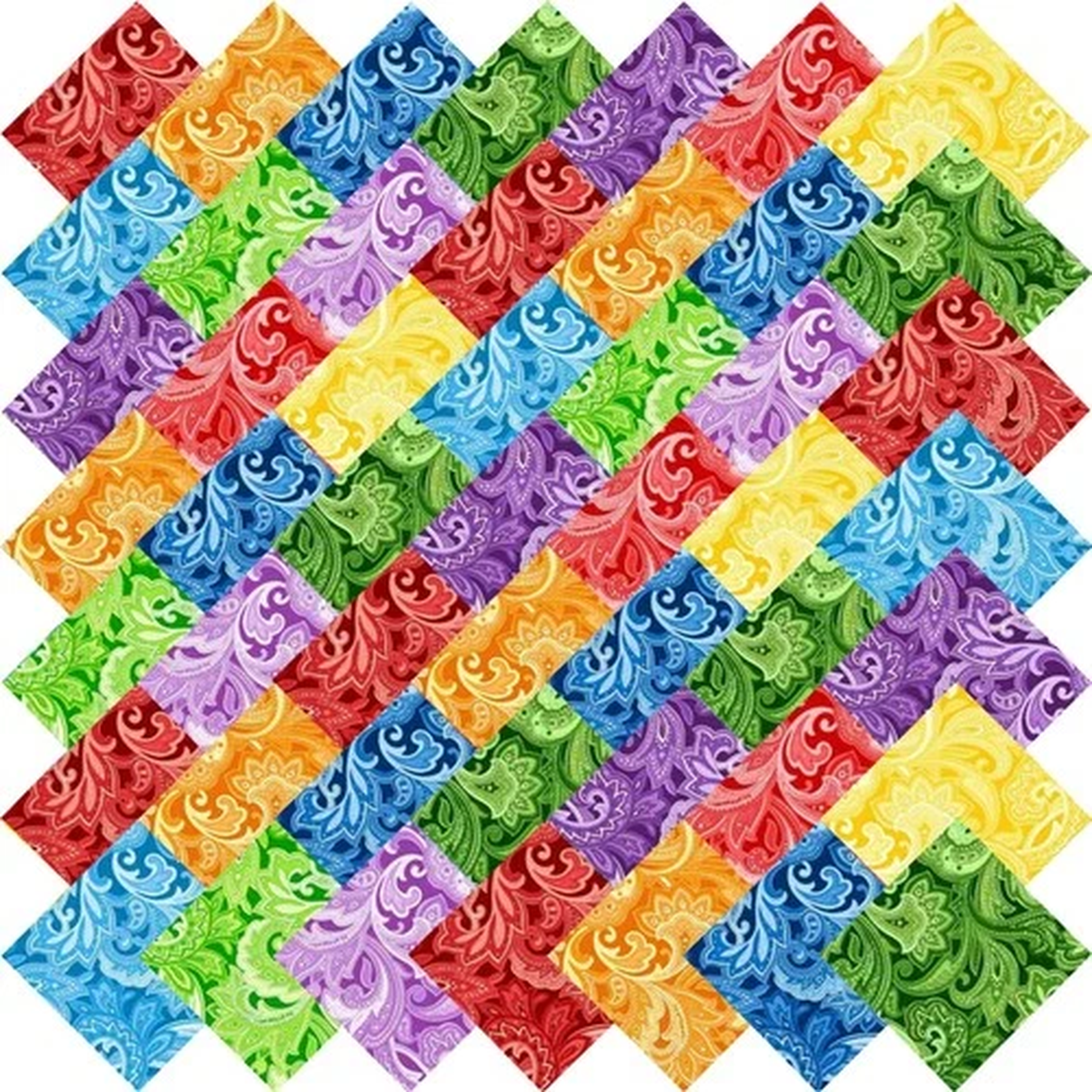 50 PCS 8x8 inch 100 Cotton Floral Fabric Squares, Paisley Quilting Bundles