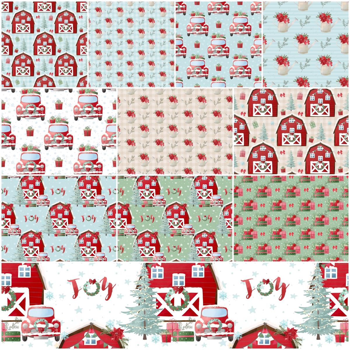 A Country Christmas Fat Quarter Bundle - 11 Pieces