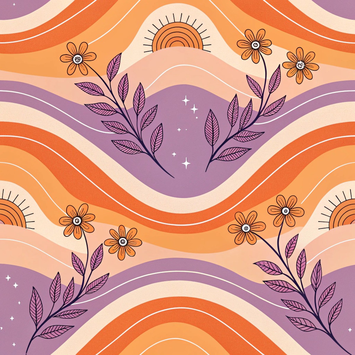 Groovy Time Pattern 13 Quilting Cotton Fabric