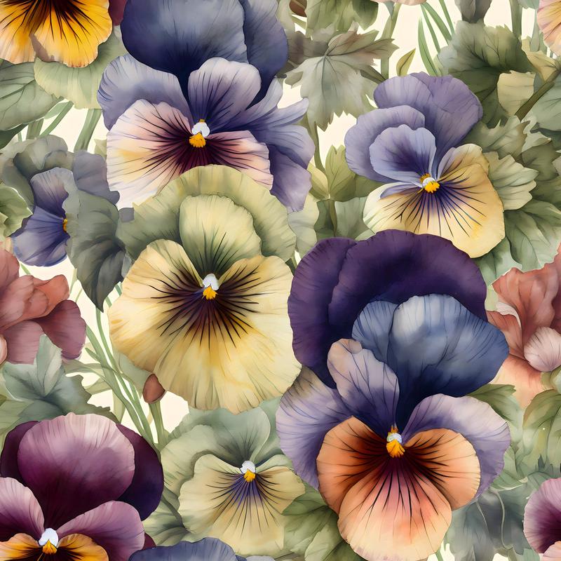 Pansy Flowers Pattern 5 Quilting Cotton Fabric
