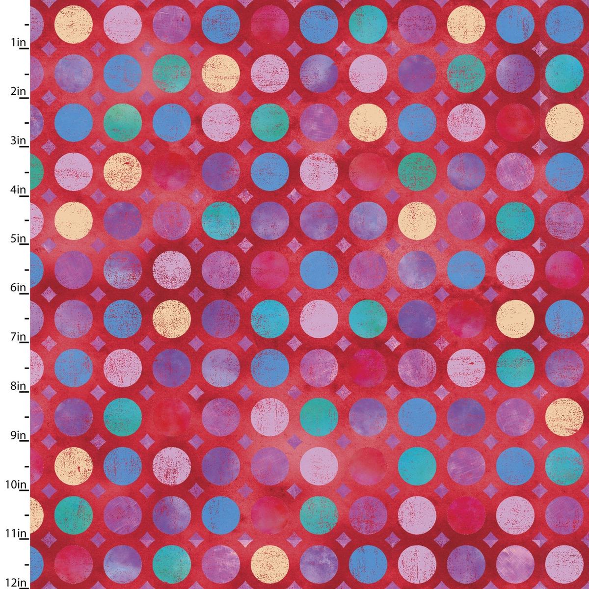 Quilting Fabric DOTS from The GOOD DOGS Collection by Connie Haley from 3 Wishes, 14850-RED