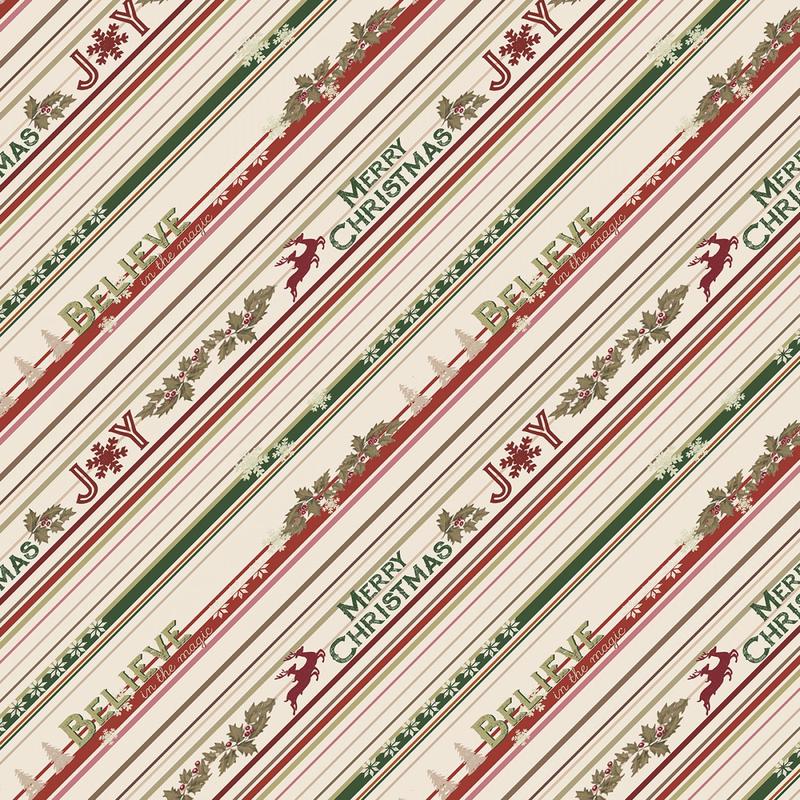 Better Not Pout Digital by Dan DiPaolo Christmas Stripe Cream Y3785-57 Cotton Woven Fabric