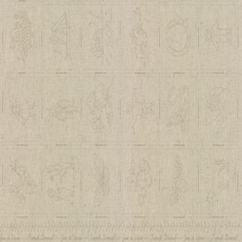 Joie De Vivre Broderie Linen Cotton Fabric - Stone 13989 12L