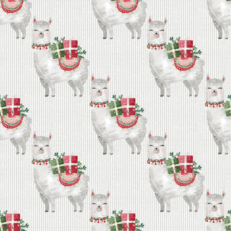 Jolly Llama on Striped Fabric