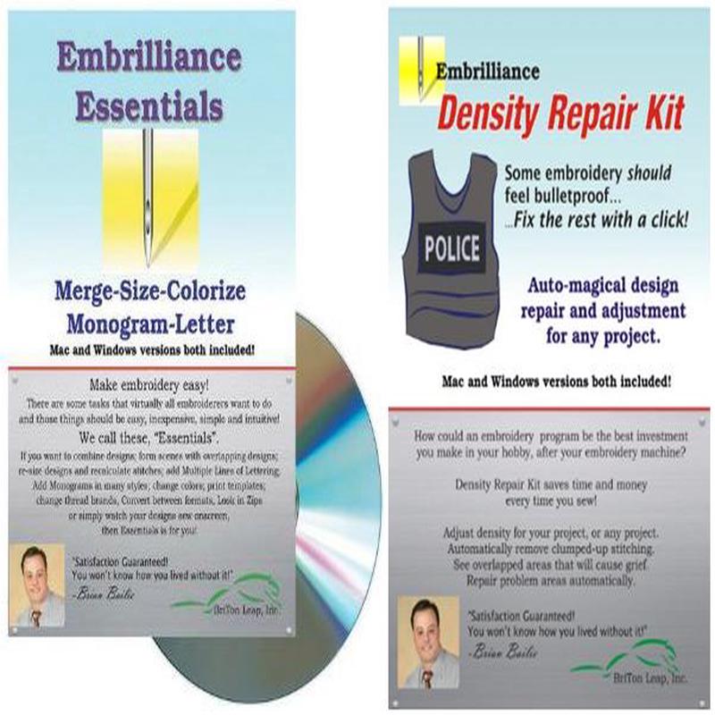 Embrilliance Essentials & Density Repair Kit Combo Embroidery Machine Software