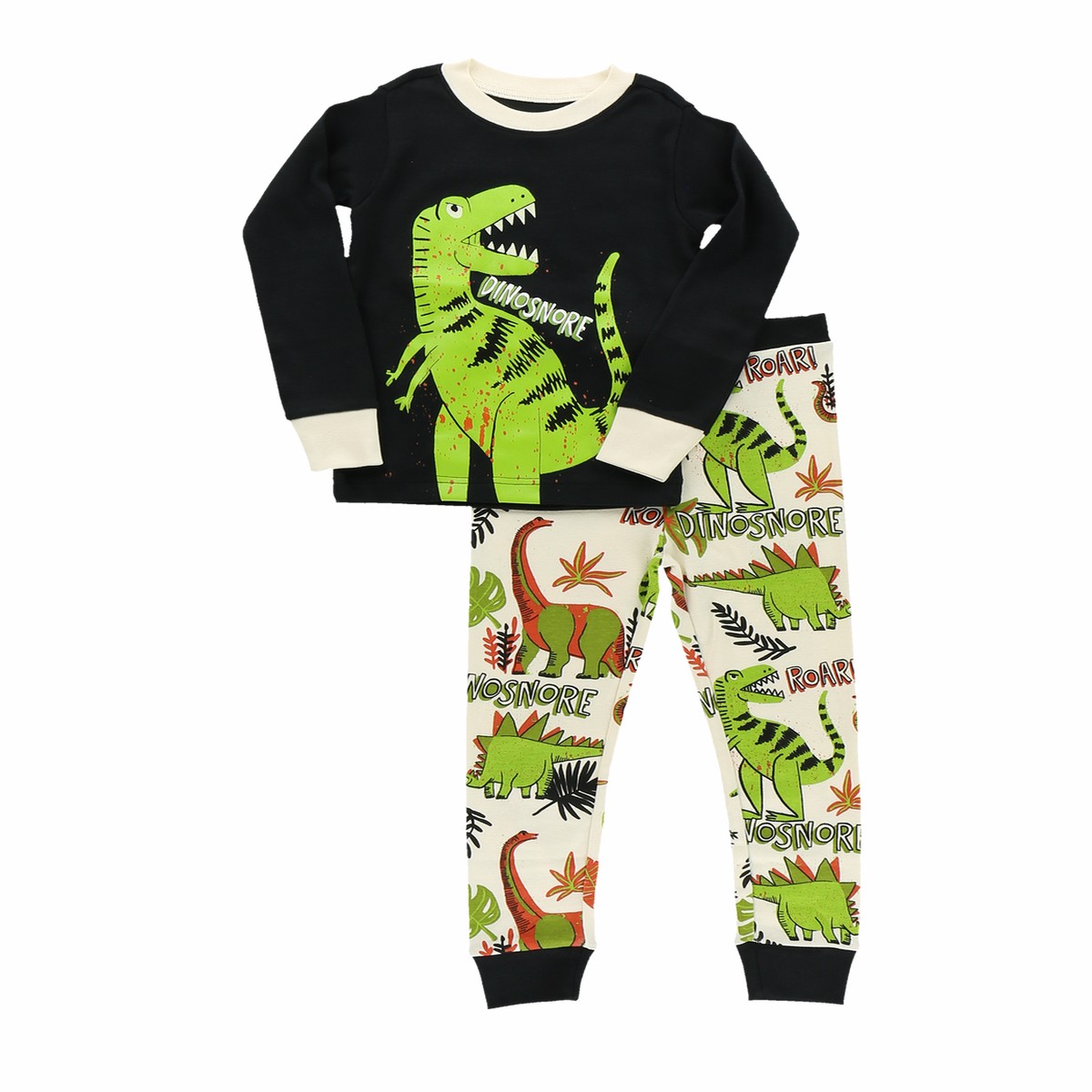 Lazy One, Boy Dino Snore PJ Set, KID988B, Green