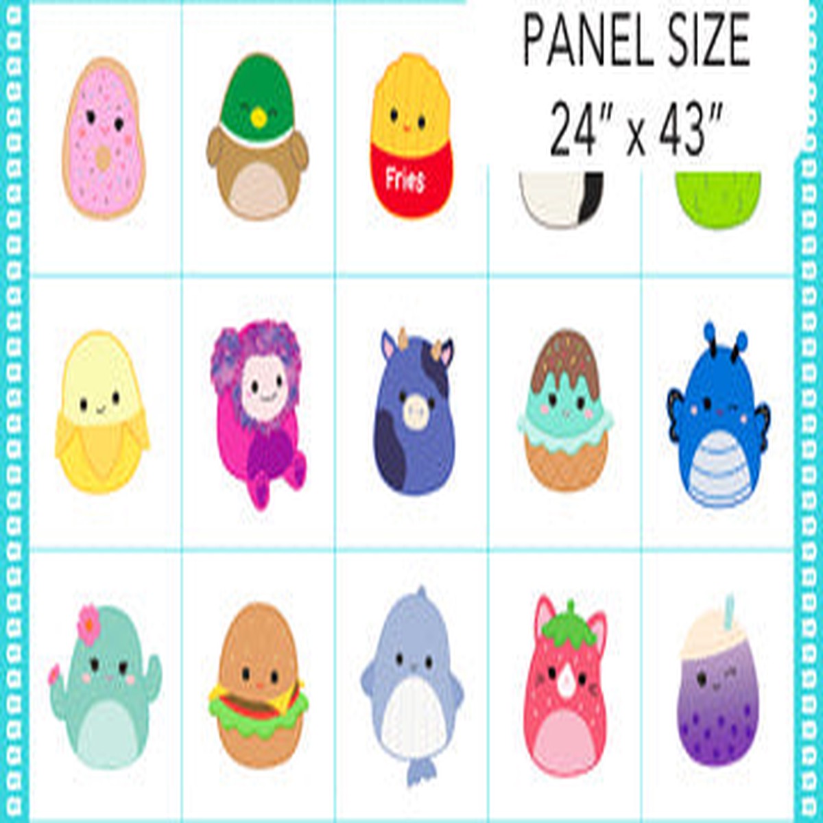 Squishmallows - Blocks 24"x43" - White - Panel