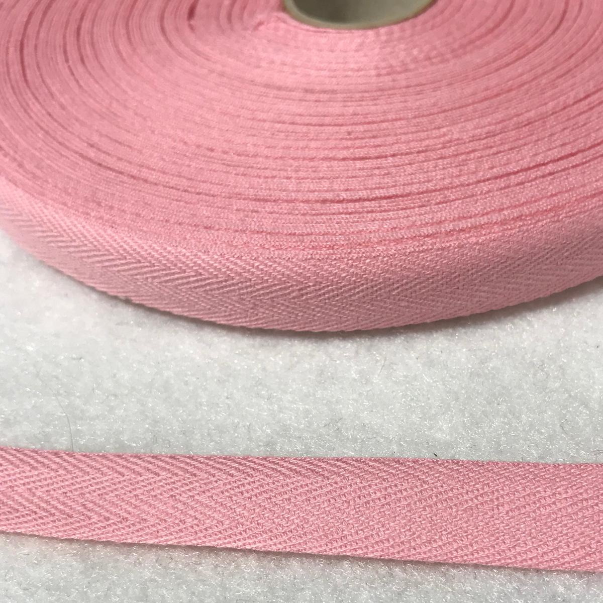 Cotton Twill Tape 9/16" / 14mm width - Made in France (9 Colors to choose from) - Pink