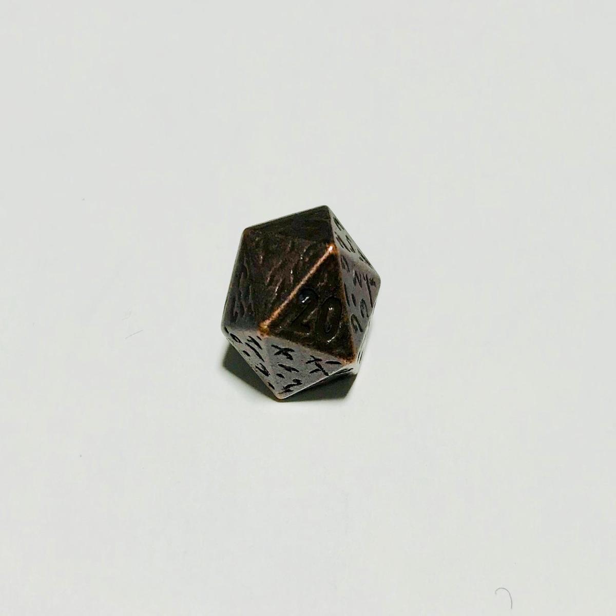 DND 20 Sided Die Dice Copper Metal Button - Dill Buttons - 15mm / 5/8"