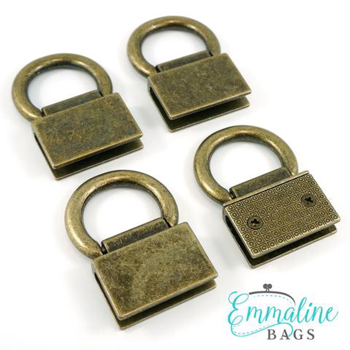 Emmaline Bags Strap Anchor: Edge Connectors in Antique Brass