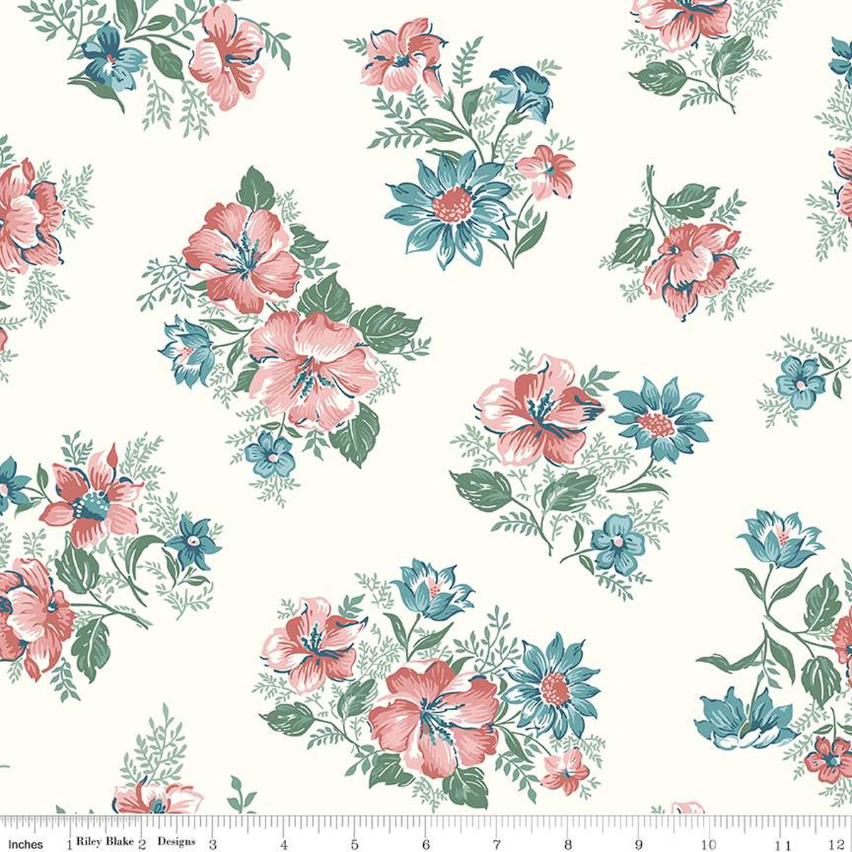 Mary Catherine Floral Cloud Cotton Wideback Fabric 1 3/8 yard pack)