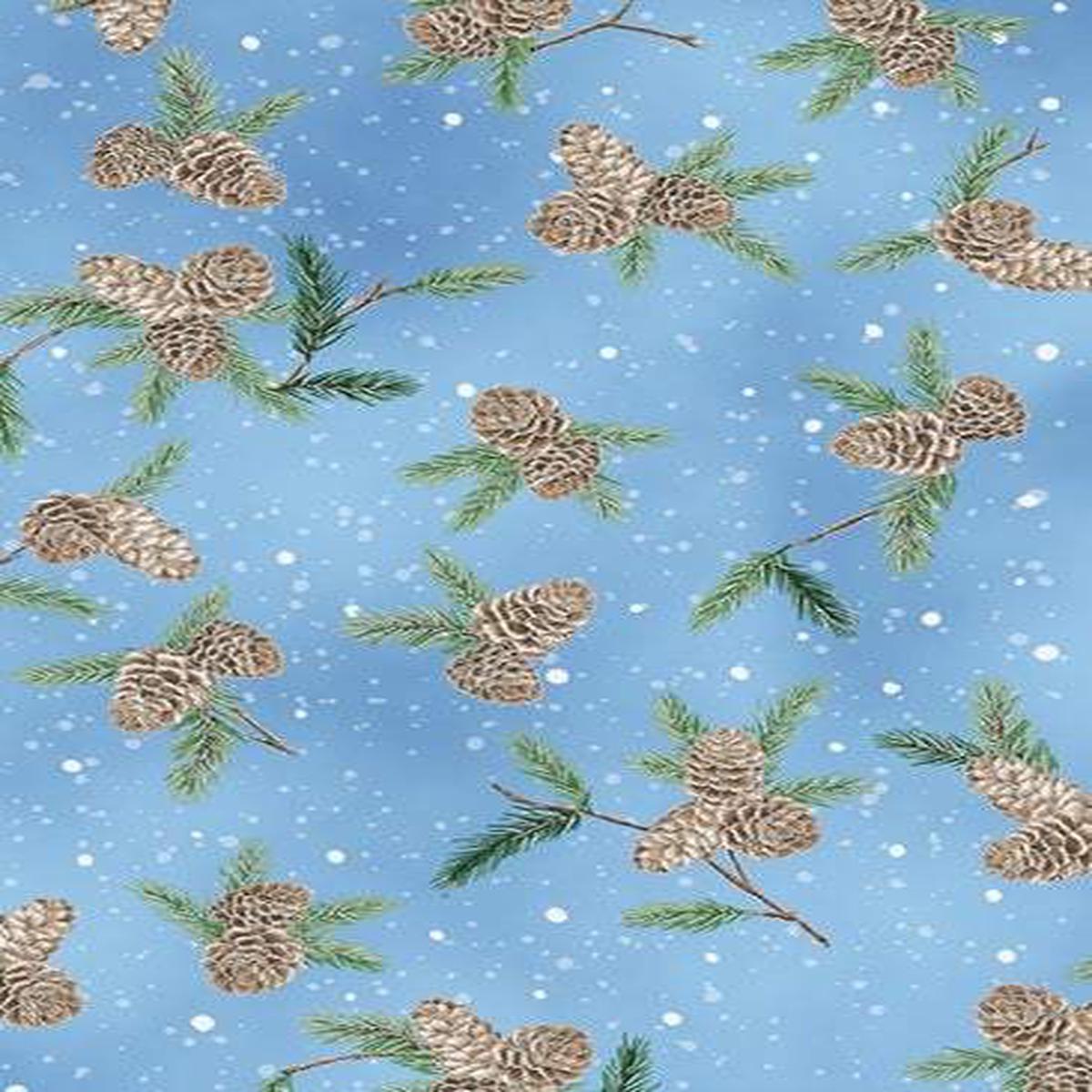 Whispering Woods Pinecones Blue / Silver